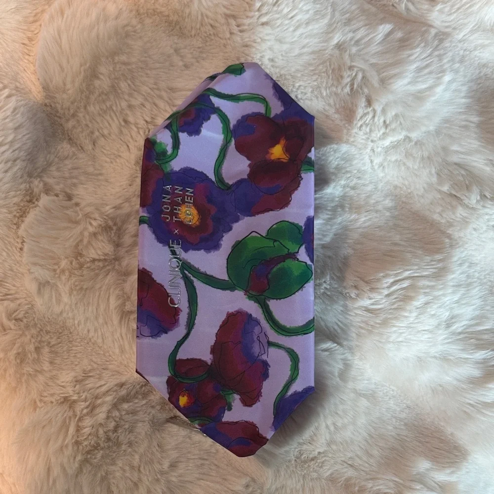 Clinique Floral Purple and Green Pouch. New